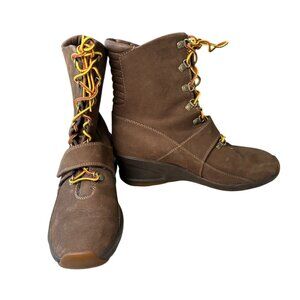 Timberland Brown Suede Wedge 78355 Hiking Boots Women's Sz 8.5 Lace-Up Leather